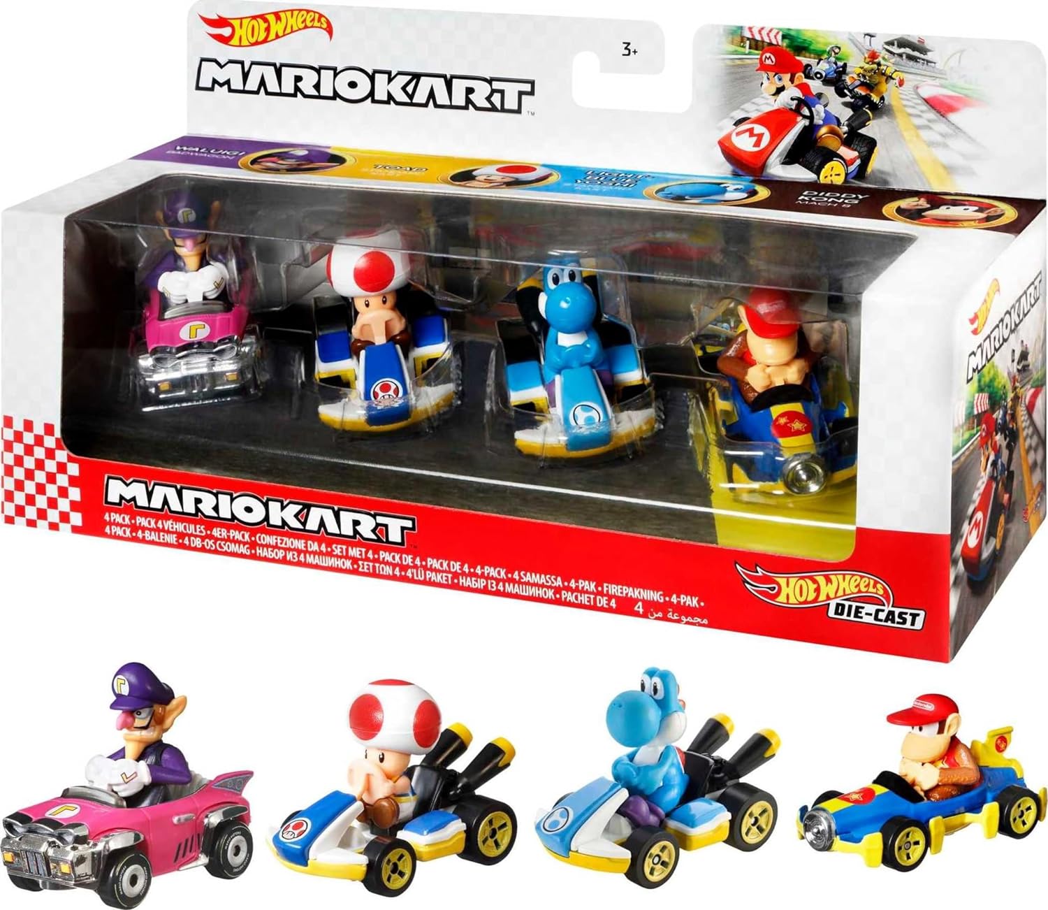 Hot Wheels Mario Kart Pack 4 Vehiculos Modelo D