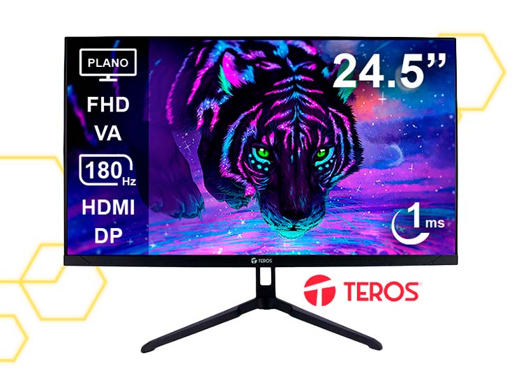 MONITOR GAMING TEROS PLANO TE-2475G 24.5” FHD 180HZ 1MS VA