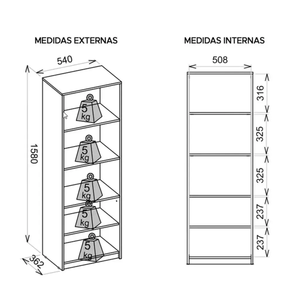 Librero Minimalista Navarra color Marrón/Blanco TU MESITA 1 puerta