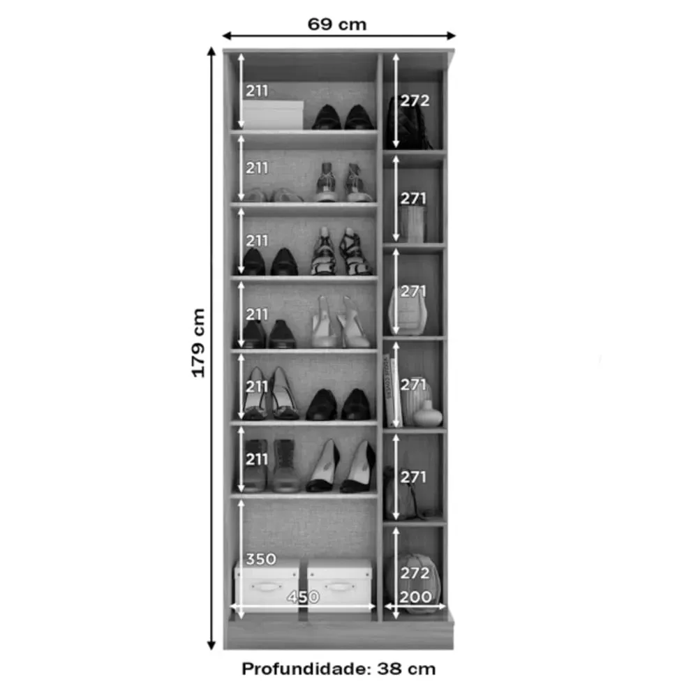 Zapatera Moderna Brunella con Espejo color Roble TU MESITA