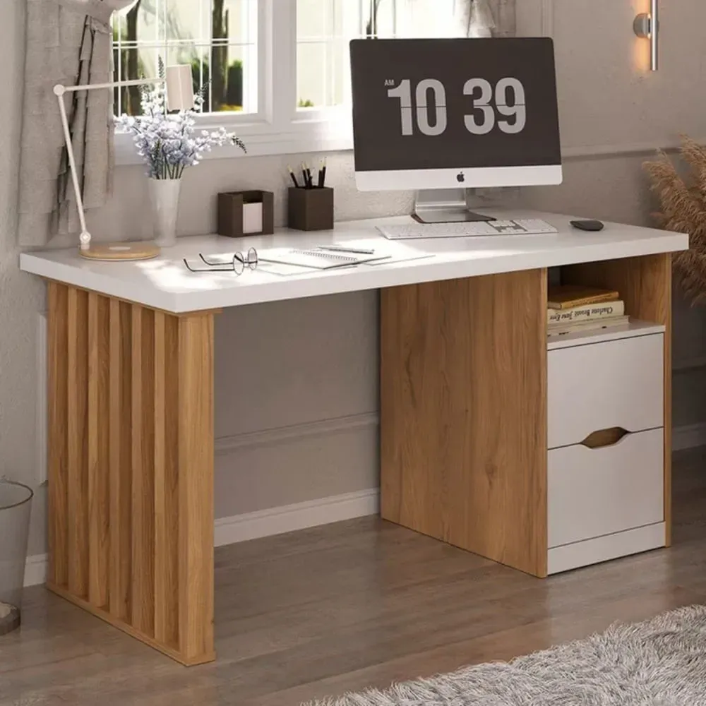 Escritorio Juvenil Florence color Blanco/Duna TU MESITA 2 cajones