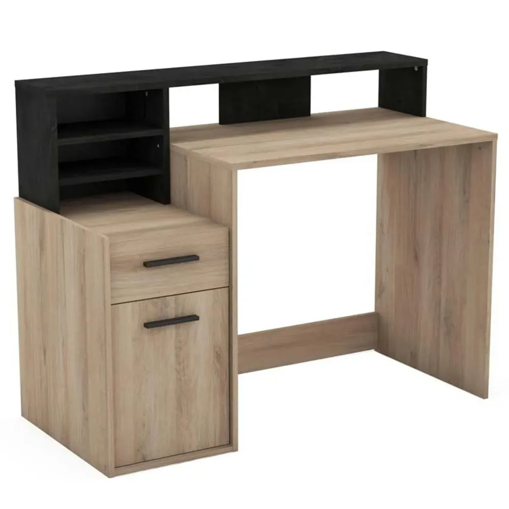 Escritorio Juvenil 1 puerta1 cajón Gonzalo color Ceniza/Negro TU MESITA