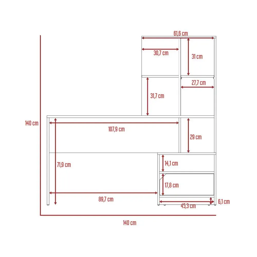 Escritorio Juvenil 1 cajon + repisas Magno color Blanco TU MESITA