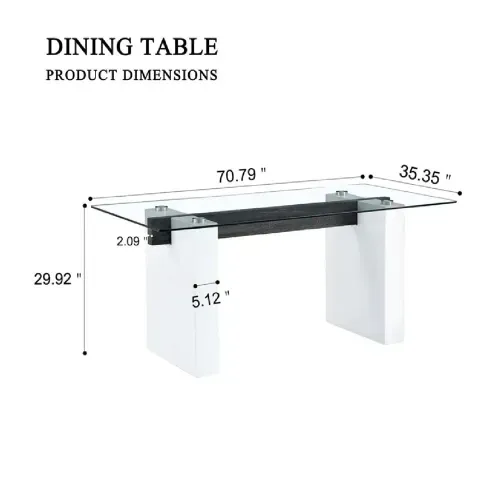Mesa de Comedor TU MESITA Tenesse con Vidrio color Blanco/Negro