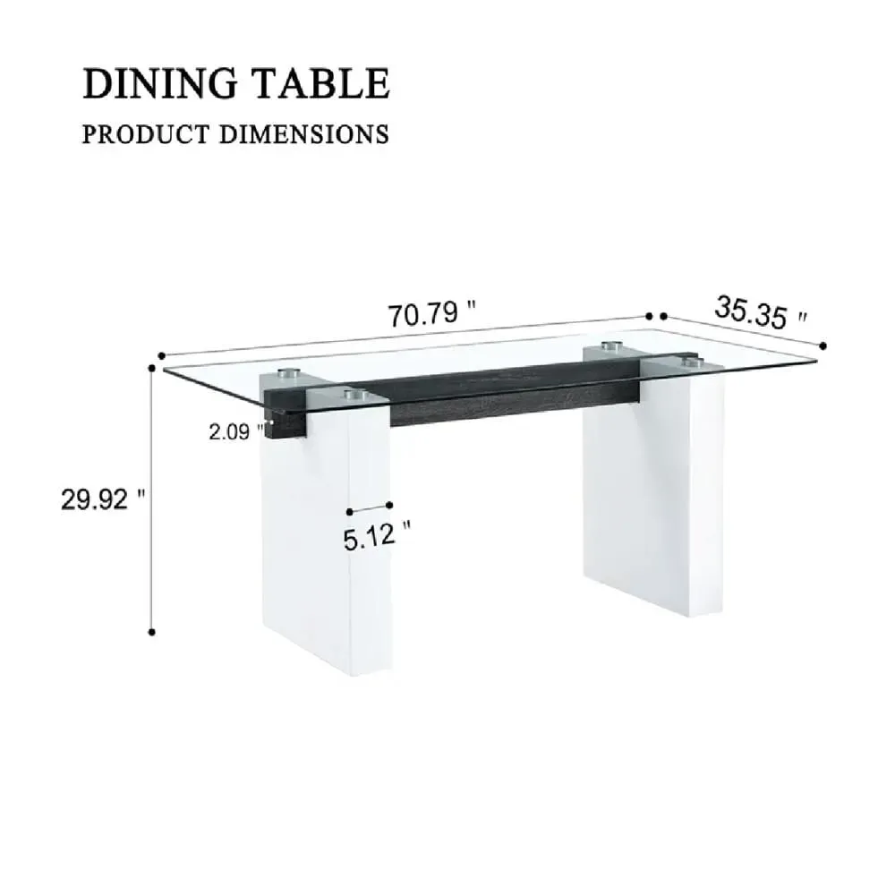 Mesa de Comedor TU MESITA Tenesse con Vidrio color Blanco/Negro