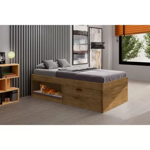 Cama Moderna Juvenil Freud color Marrón 1 puerta TU MESITA