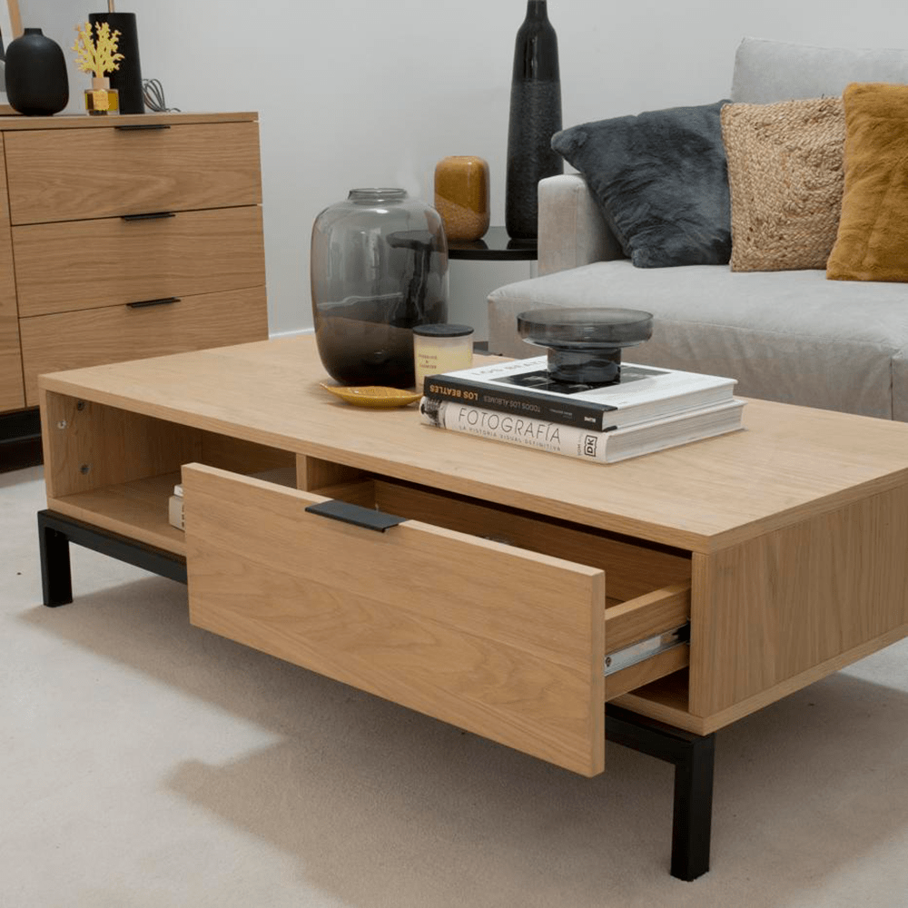 Mesa de centro Vintage Kook 1 cajón Marrón