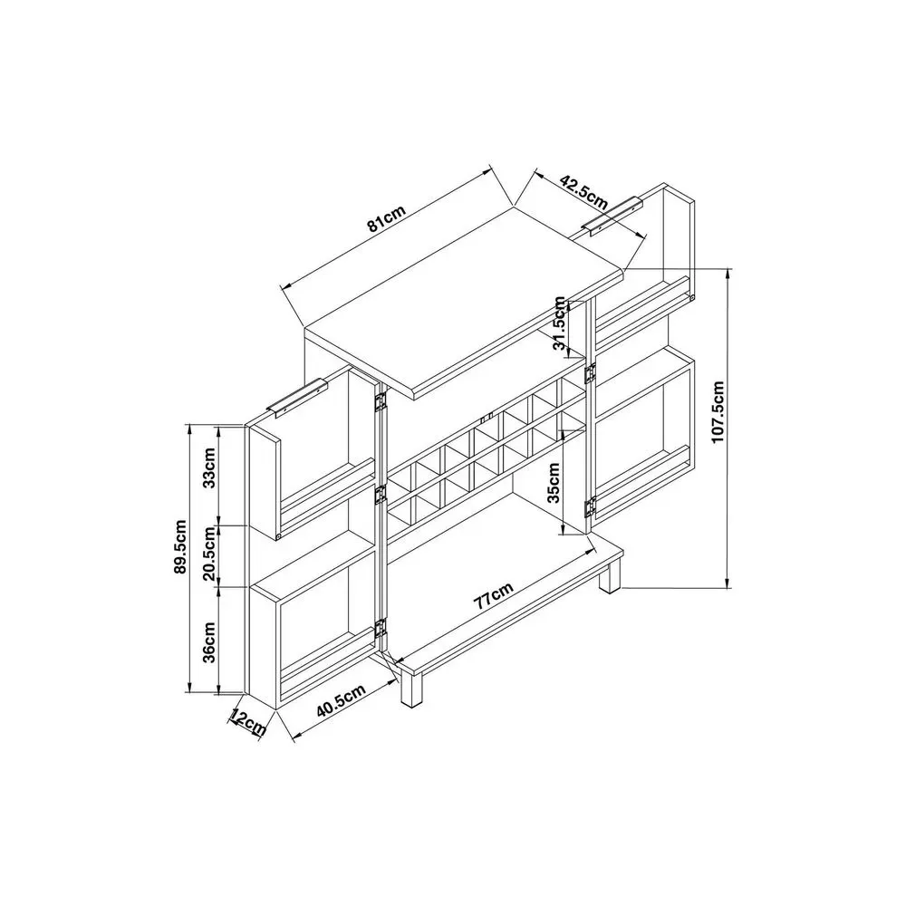 Mesa de Bar Rústica Miller 2 puertas color Marrón TU MESITA