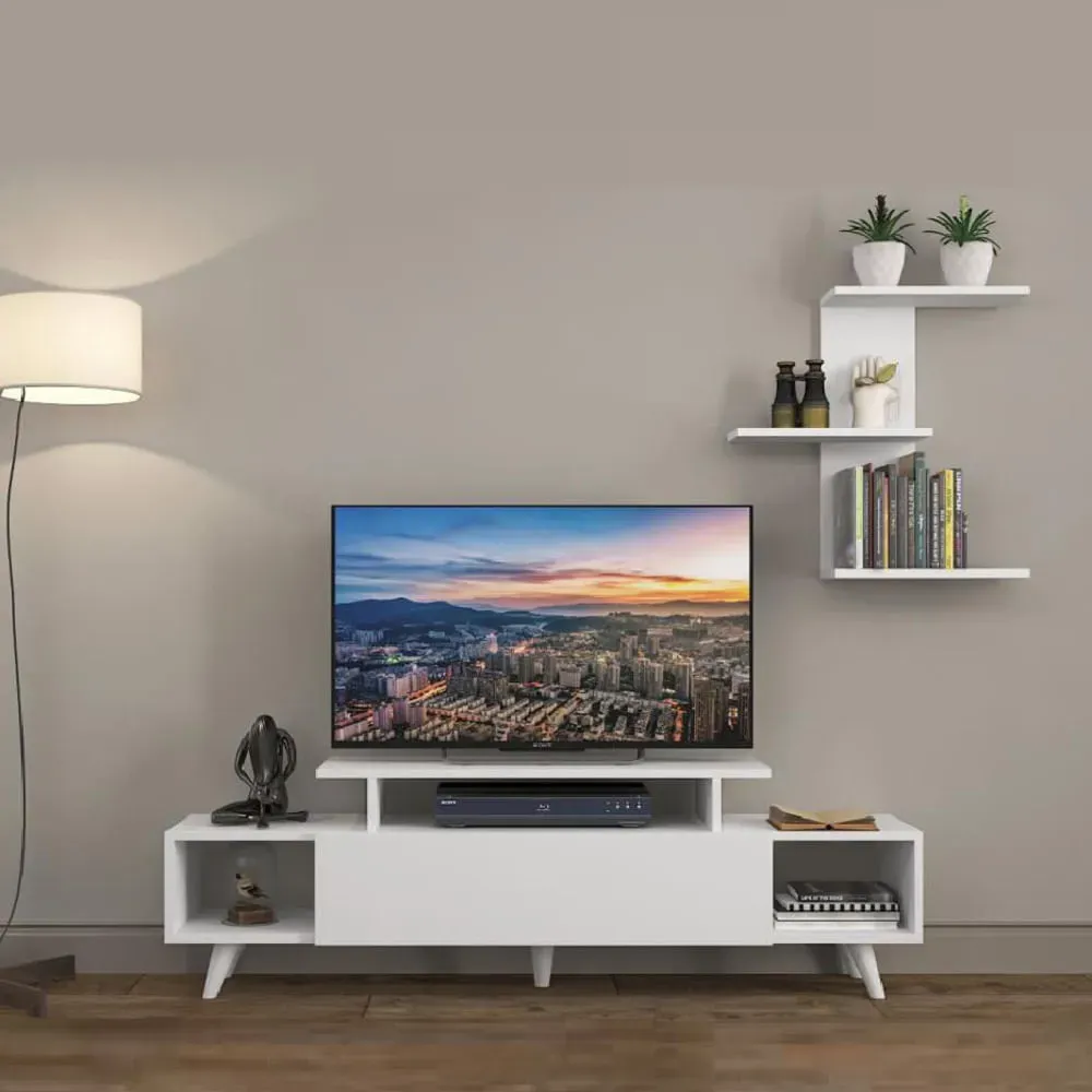 Mesa para TV práctica 1 puerta + repisa Sergi color blanco TU MESITA