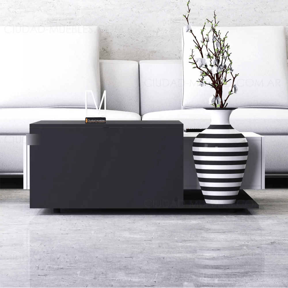 Mesa de Centro Moderna Viviana color Blanco/Negro TU MESITA