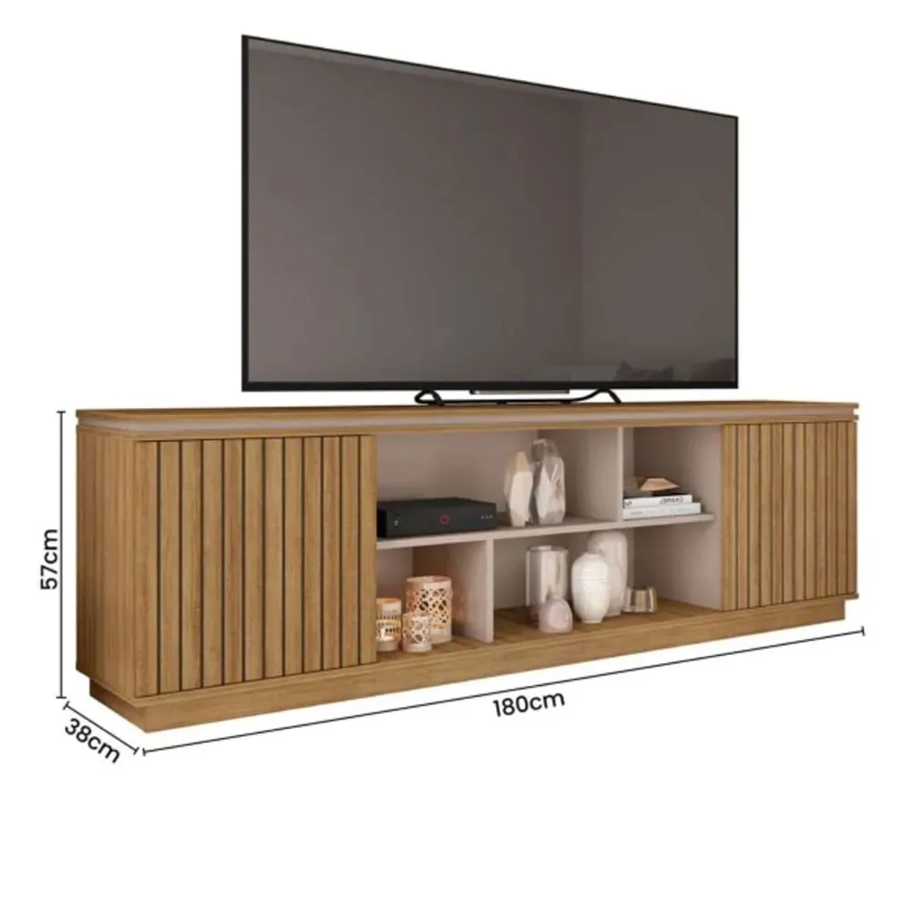 Mesa Moderna de TV Lamas color Marrón/Gris 2 puertas TU MESITA