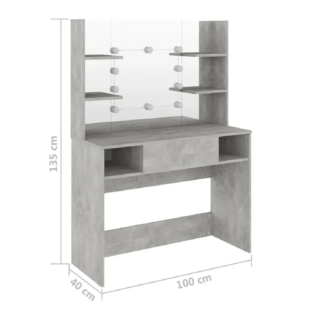 Tocador Juvenil TU MESITA Olimpia color Ceniza 1 cajón mas espejo