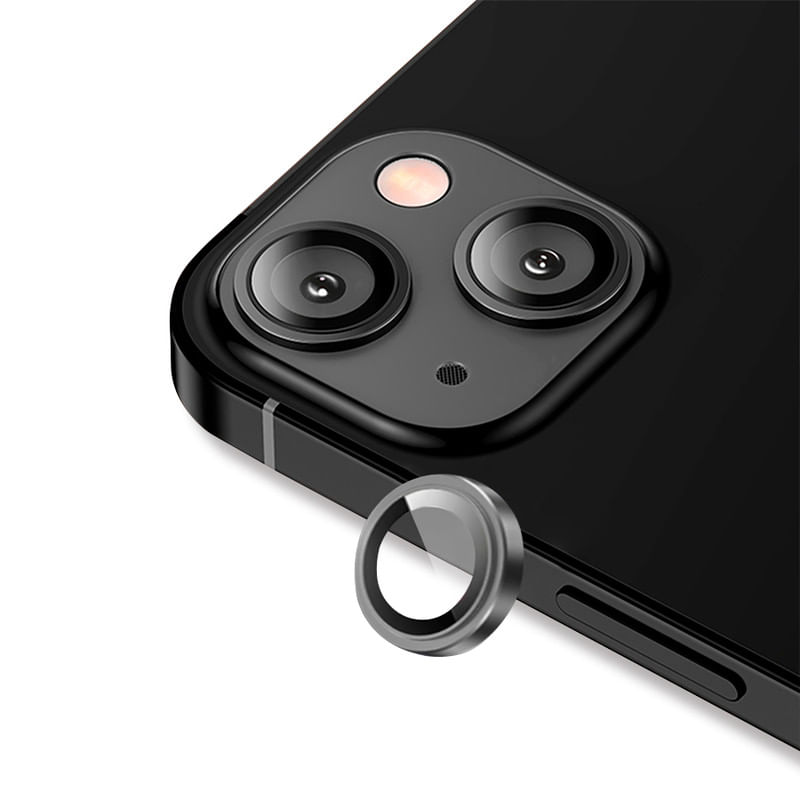 Lámina vidrio lente cámara para iPhone 14 6.1"" USAMS (2 Cámaras) marco negro