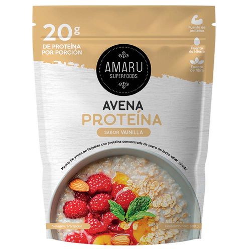 Avena Proteína Sabor a Vainilla AMARU SUPERFOODS Doypack 600g