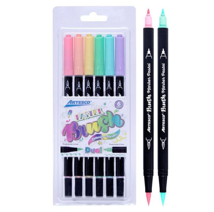 MARCADORES DUAL BRUSH PASTEL X 6 UND ARTESCO