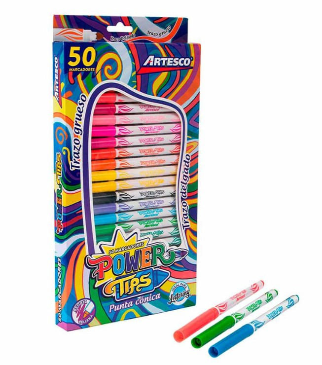PLUMON DELGADO ARTESCO POWER TIPS PUNTA CONICA X 50 UND