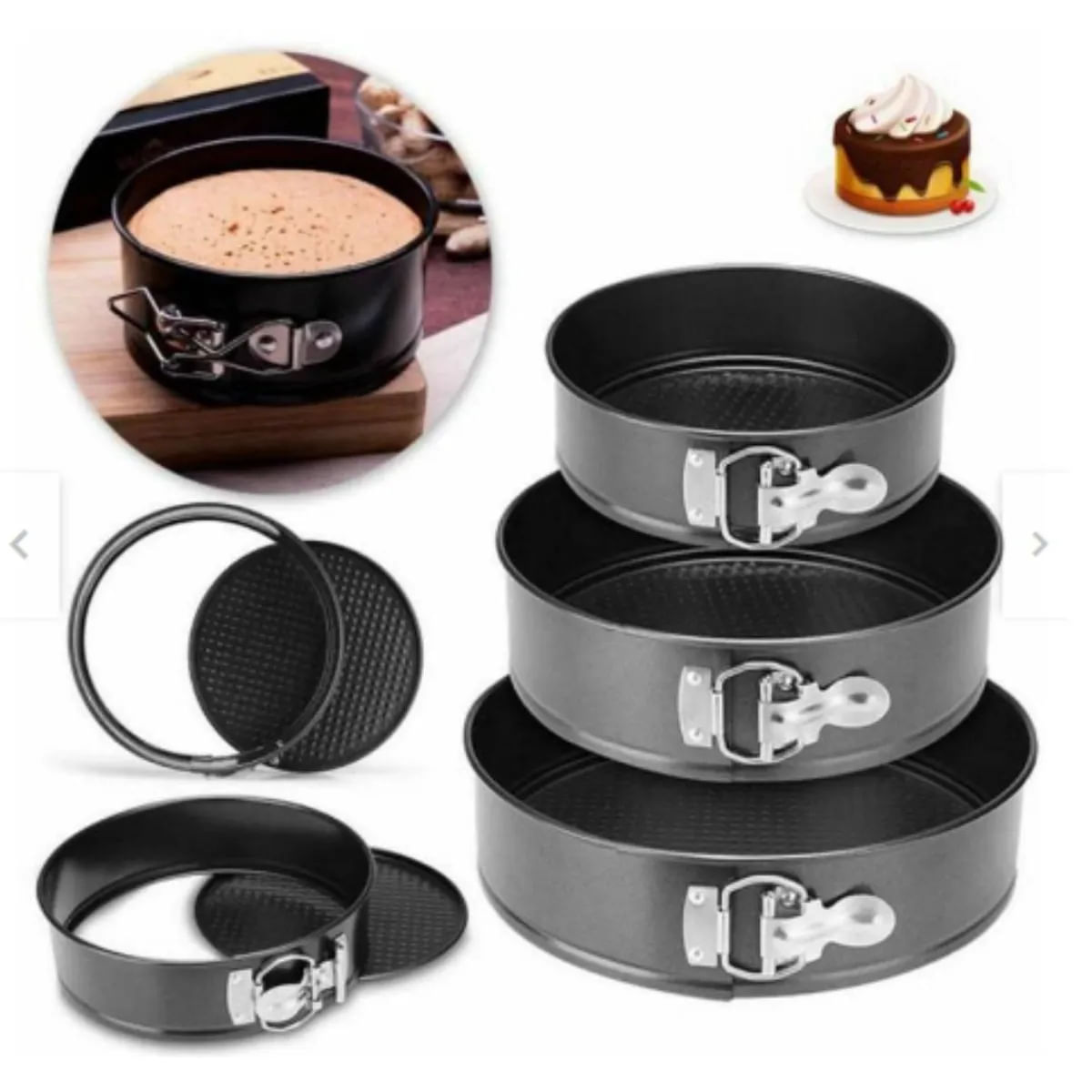 SET DE MOLDES REDONDOS PARA PASTEL ACERO AL CARBONO 3 PC