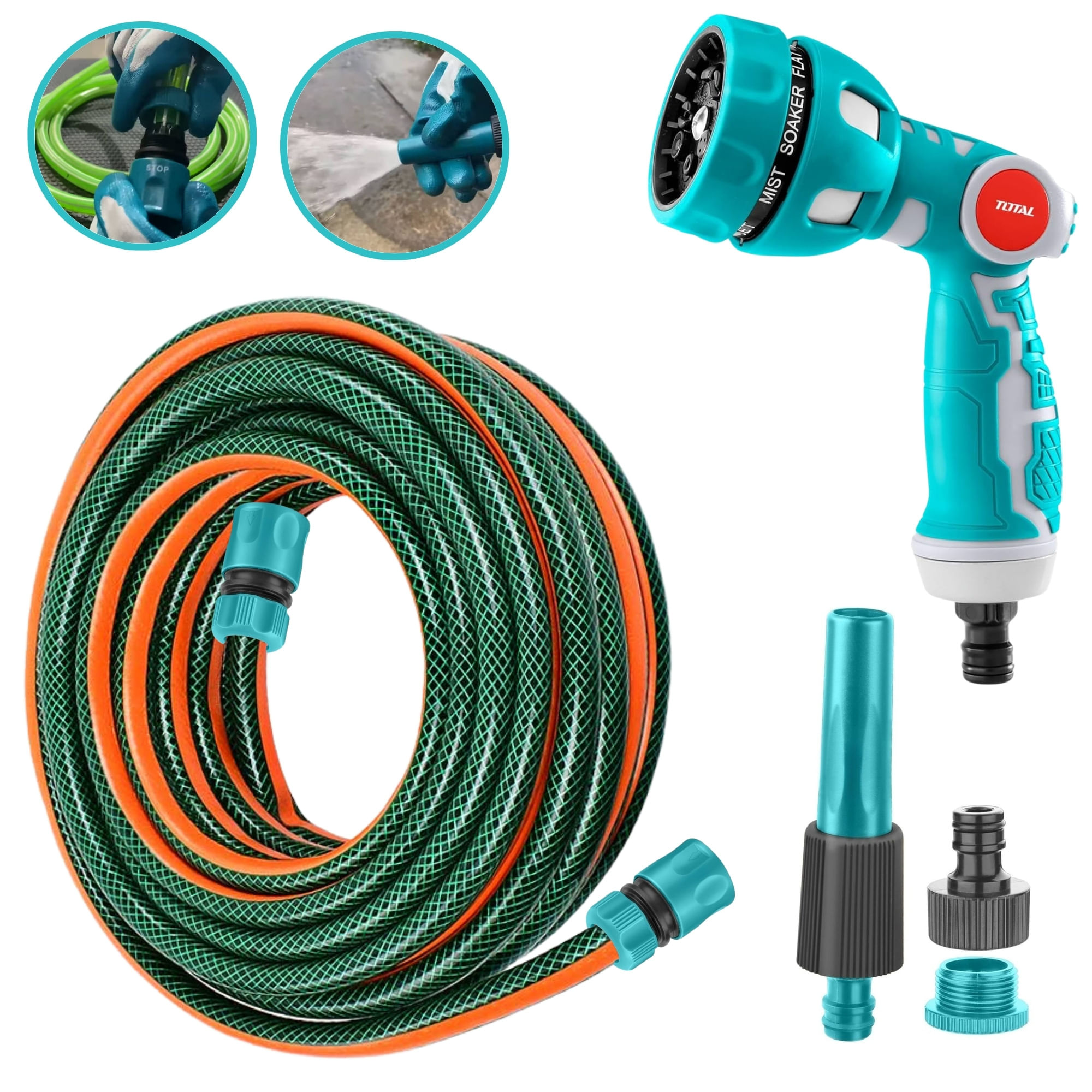 Manguera para hidrolavadora, conectores prémium, 10m REFORZADA 3 CAPAS