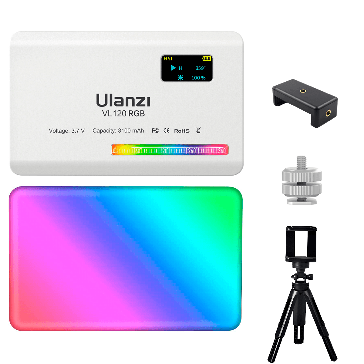 Luz Led Rgb Ulanzi VL120 + Clip WT-31M + Filtros + Trípode para Video Fotografía