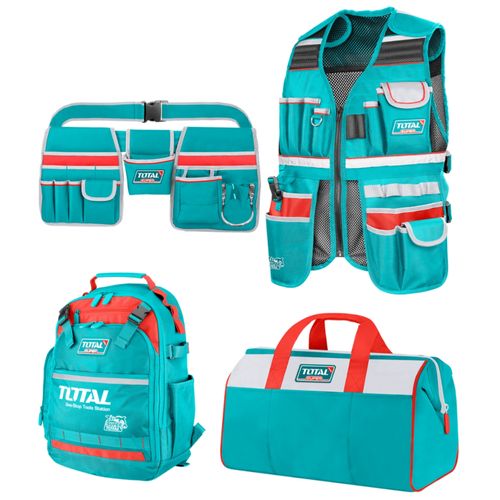 MOCHILA PORTAHERRAMIENTAS, MALETA, CHALECO, COMBO 4 EN 1