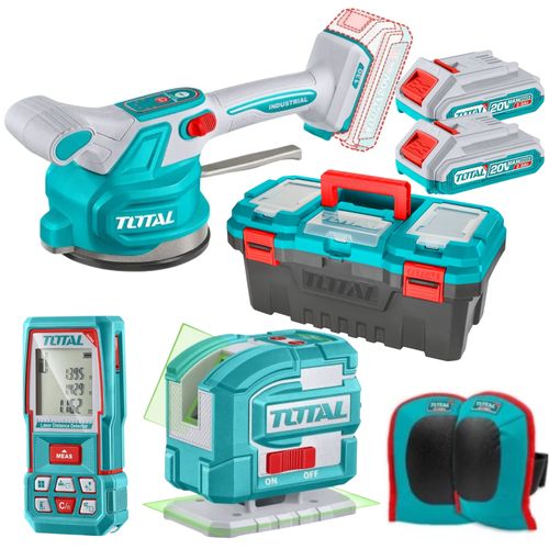 Combo Vibradora para enchapar porcelanato mayólica + Nivel láser + wincha láser TOSLI250606 Total