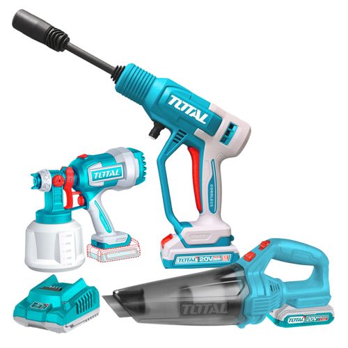 Mega Combo Hidrolavadora + Aspiradora + Pistola para pintar inalámbrica 20V TOSLI230522 total