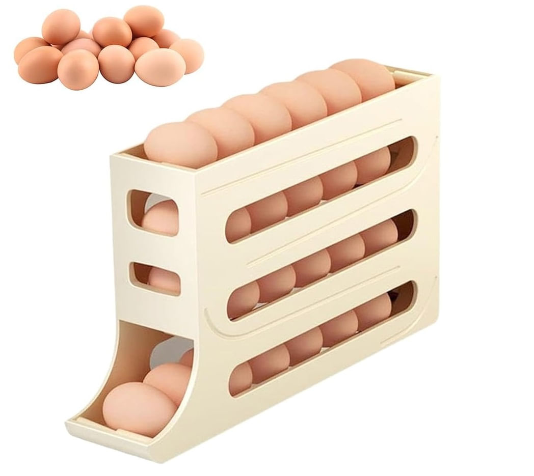 Porta huevos dispensador de huevos 4 niveles plastico - Beige