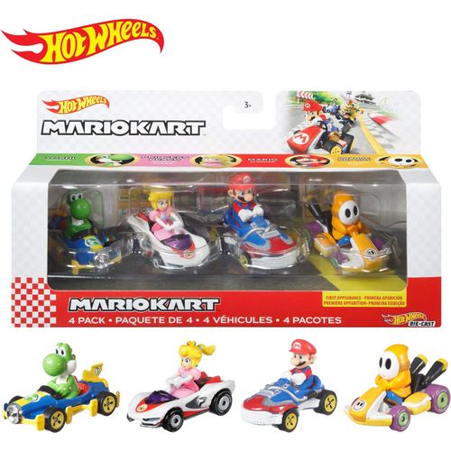 HOT WHEELS MARIO KART PACK 4 VEHICULOS MODELO A