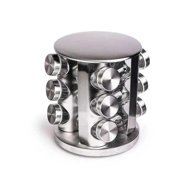 Set de Condimenteros Elegance con Tapa de Acero Inoxidable 12 Piezas