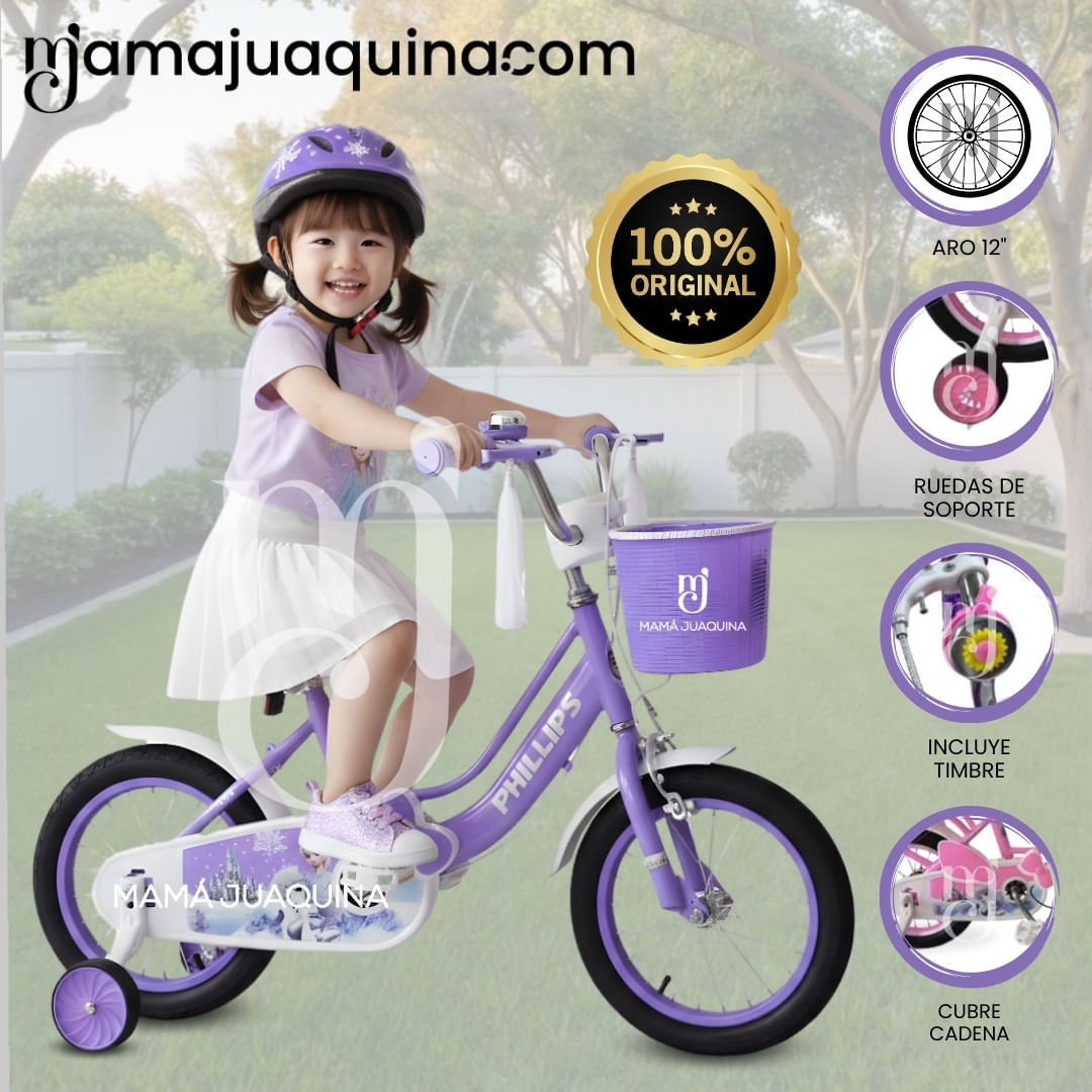 Bicicleta Campera Aro 12 «CUTIE» con Canasta Morado - copy