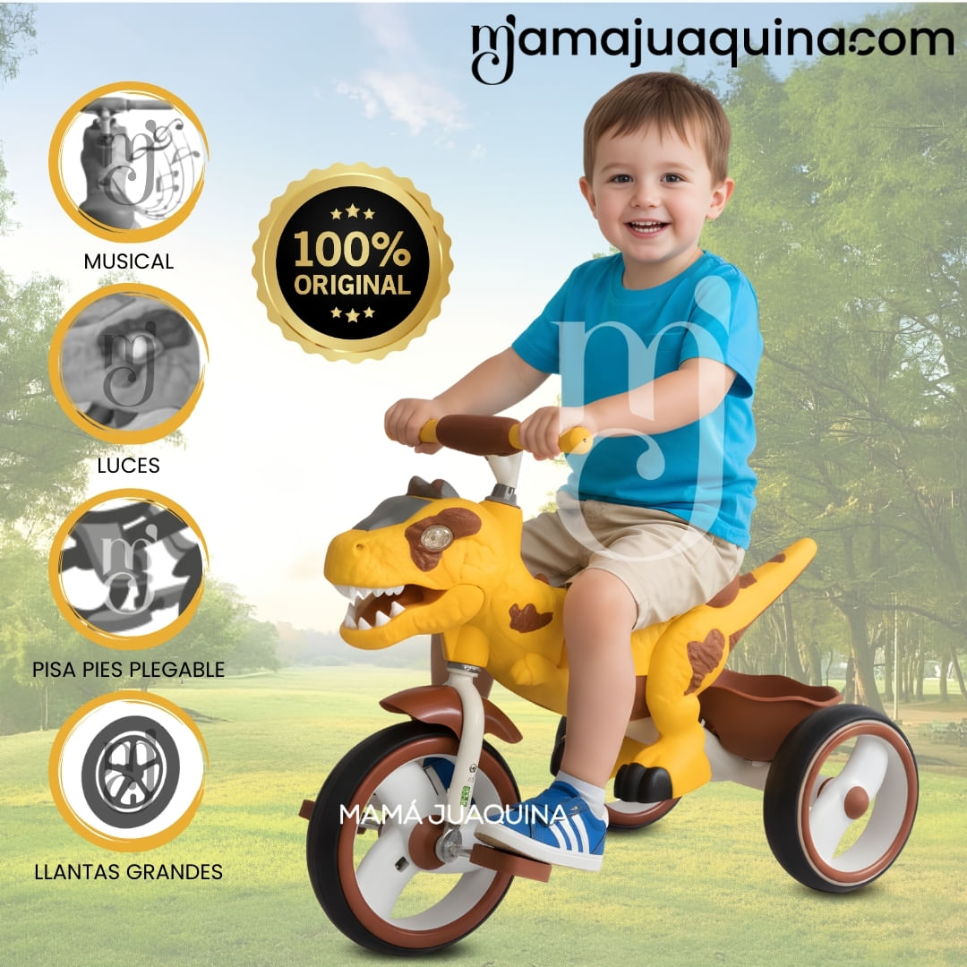 Triciclo Musical «DINOROAD» con Luces Naranja