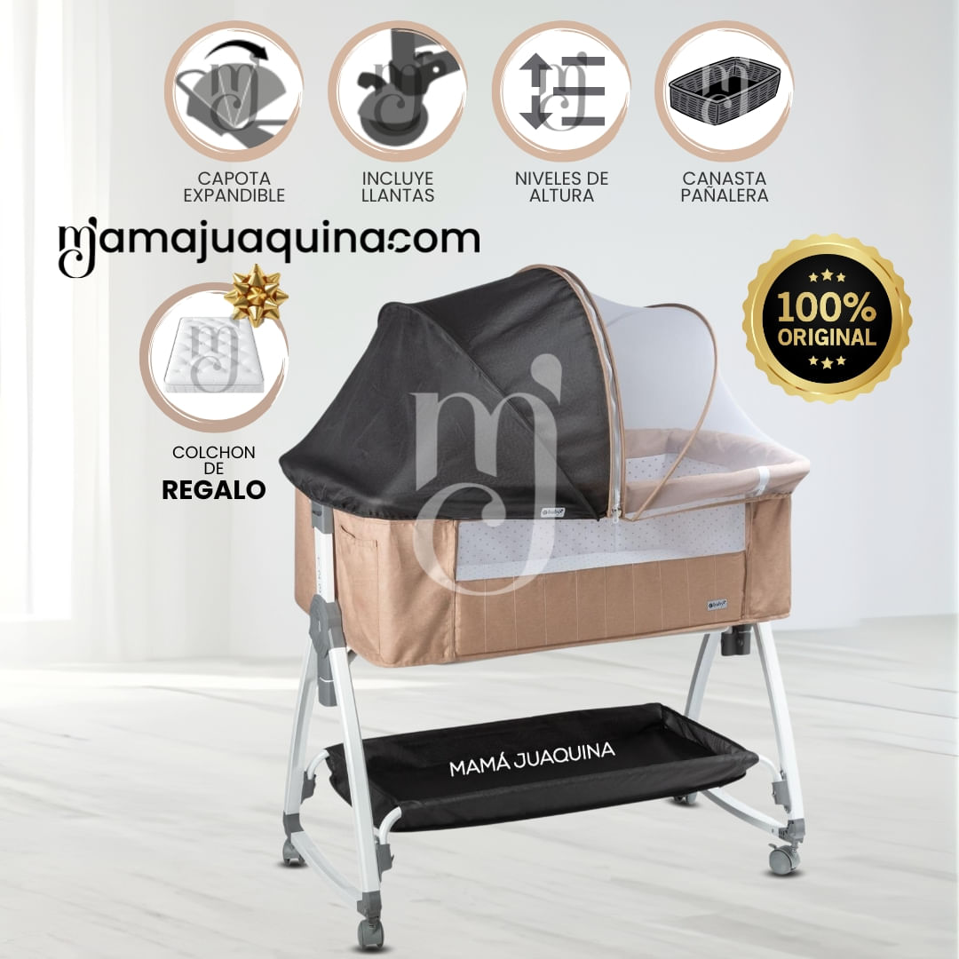 Cuna Colecho para Bebé «DIMI» de Lujo con Colchón Beige