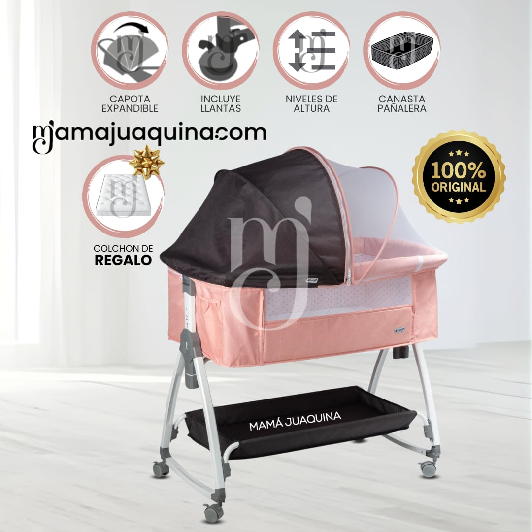 Cuna Colecho para Bebé «DIMI» de Lujo con Colchón Rosa