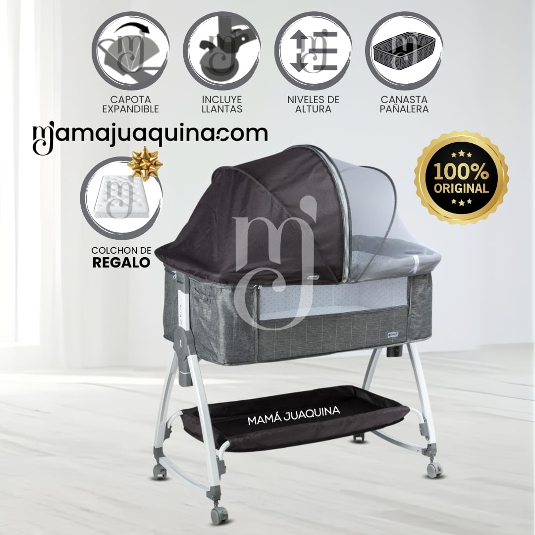 Cuna Colecho para Bebé «DIMI» de Lujo con Colchón Gris
