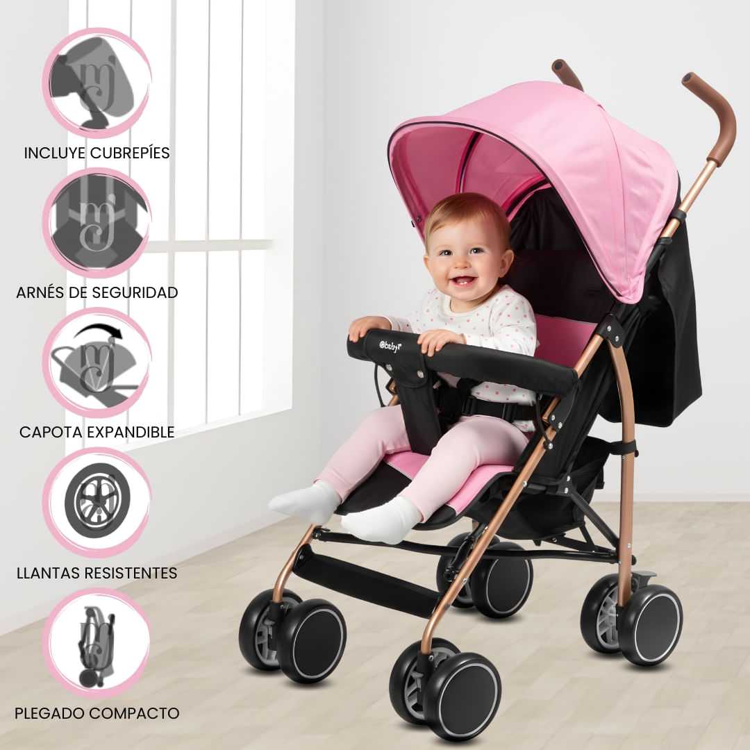 Coche Bastón «VINNIE» de lujo Rosa