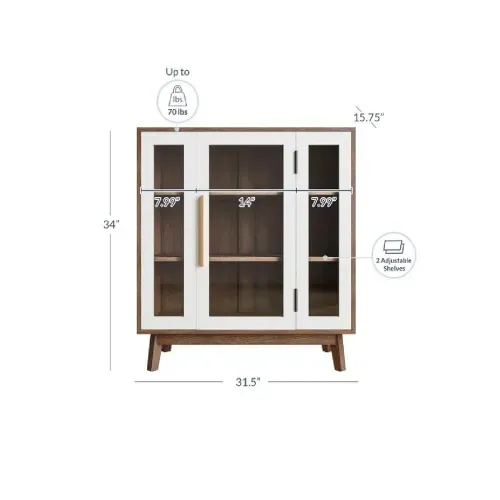 Vitrina Baja TU MESITA Mainor color Marrón/Blanco 1 puerta