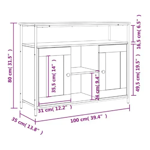 Aparador Industrial TU MESITA Donavan color Gris 2 puertas