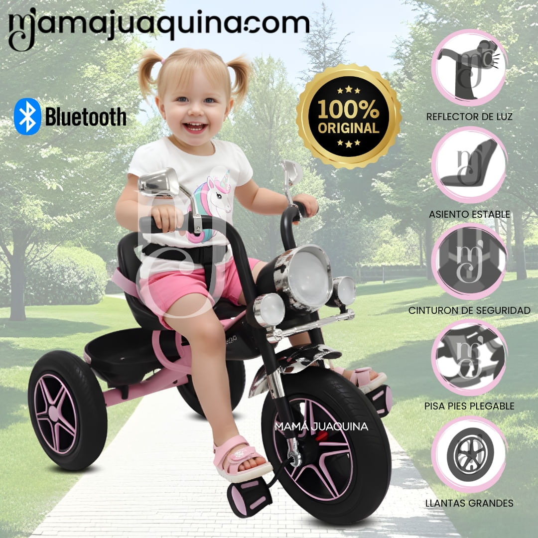 Triciclo con Bluetooth «JOOPY CHOPPER» Rosa