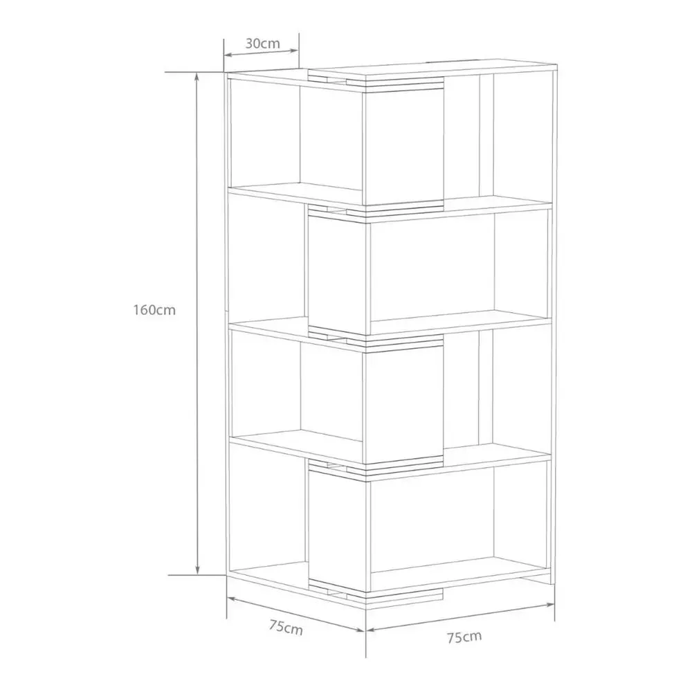 Librero Esquinero Marshall color Macadamia/Negro TU MESITA
