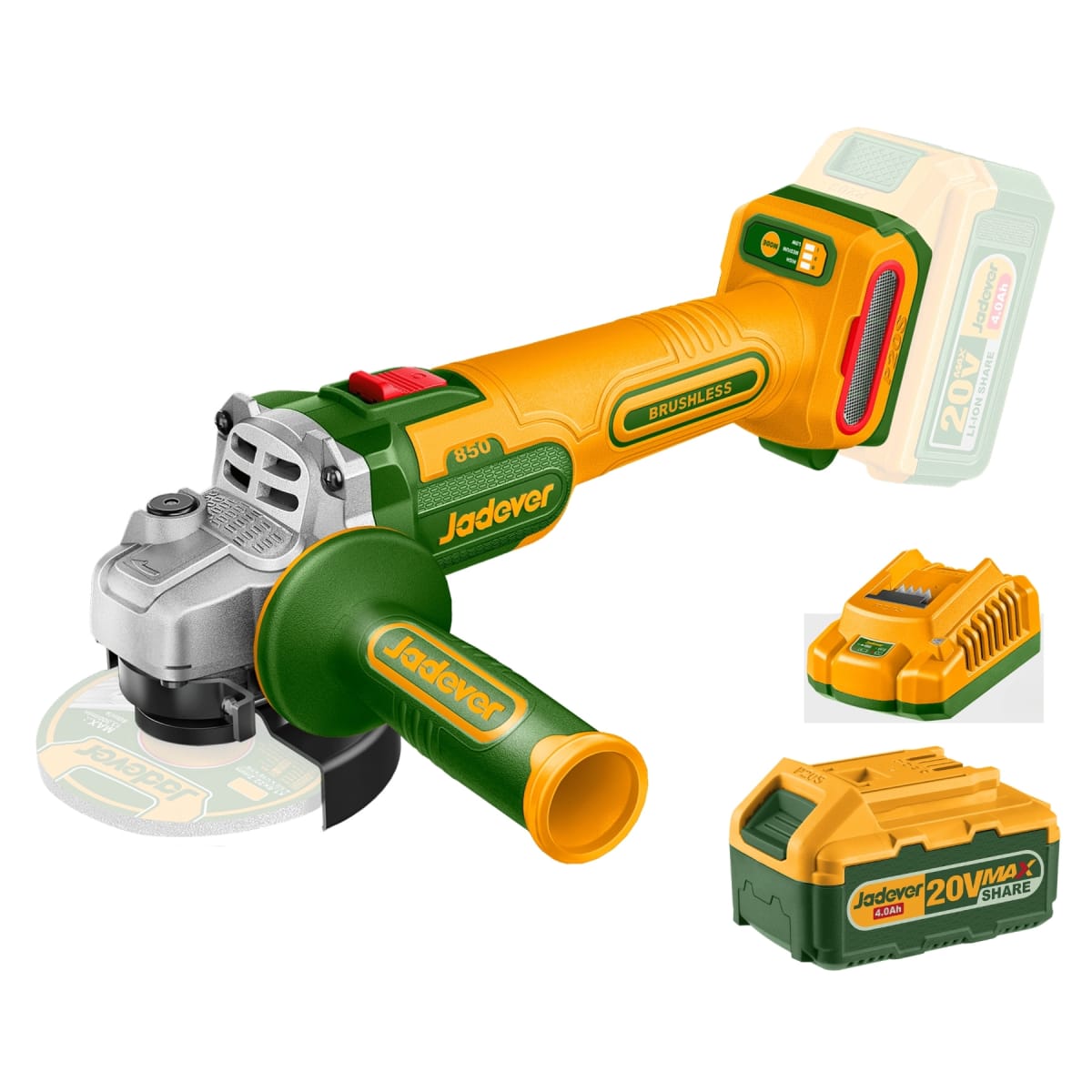 Amoladora Inalambrica 4.5"" + Bateria y Cargador Jadever