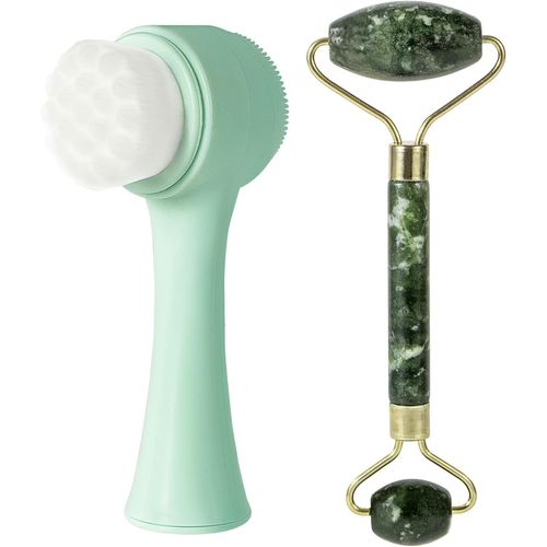 Cepillo Facial Doble Cara con Rodillo Masajeador para Limpieza y Cuidado de la Piel