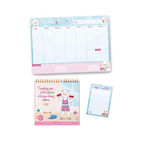 Pack Ingenial Llami: Calendario 2026 + planner semanal + block de notas