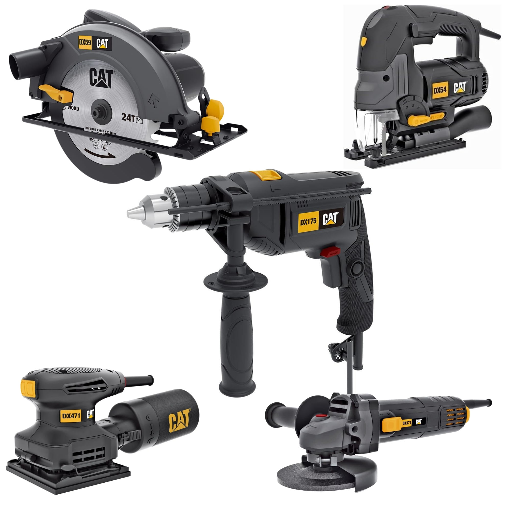 Sierra circular Caladora Amoladora Taladro percutor Lijadora MEGACOMBO CAT