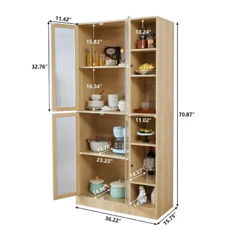 Vitrina Clásica TU MESITA Merlín color Duna 4 puertas con Repisas