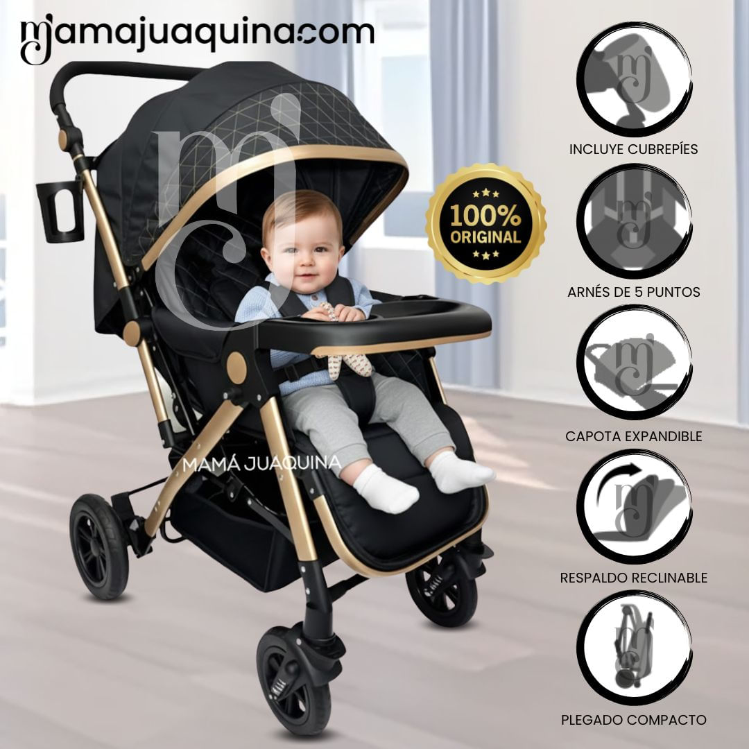 Coche Cuna de Lujo «MILOS GOLDEN» Negro