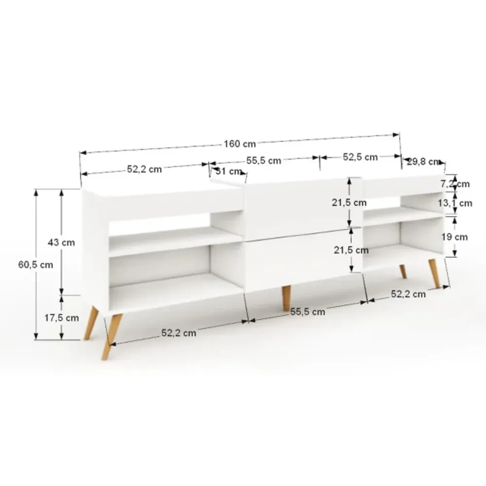 Mesa de TV Moderna Aurora color Blanco 1 puerta 1 cajón TU MESITA