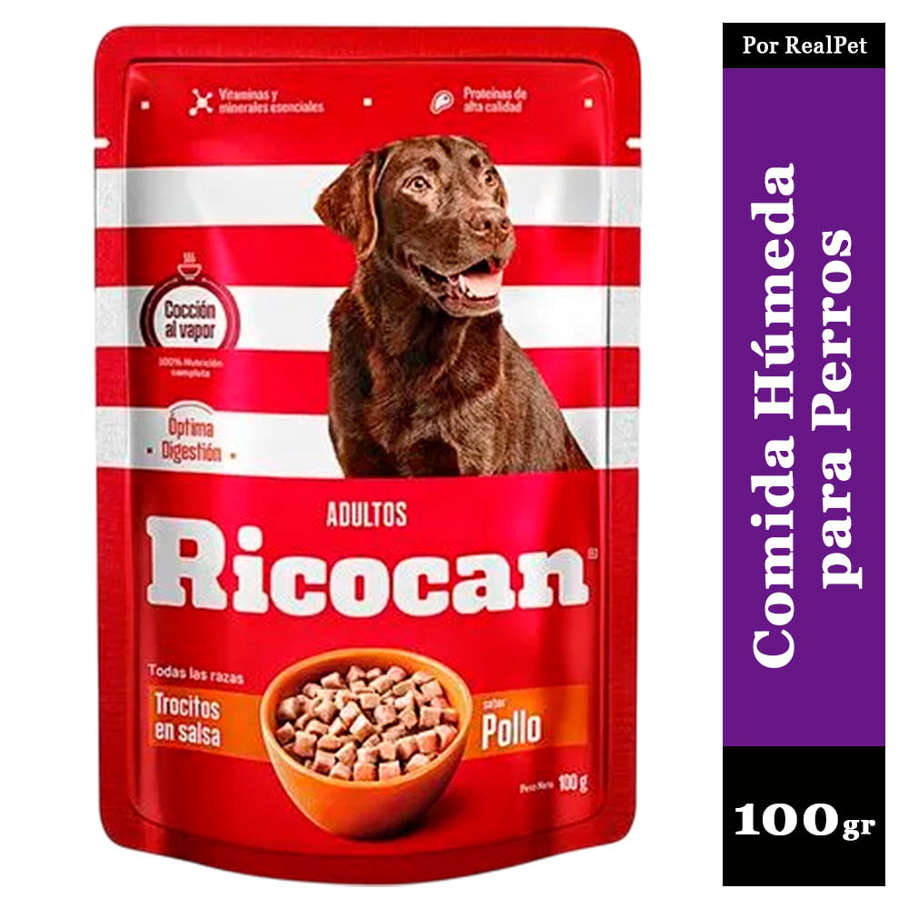 Comida Húmeda Perro Ricocan Trocitos de Pollo 100gr