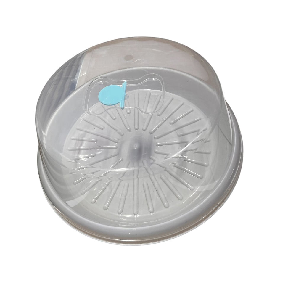 Porta torta plástico base para kekes circular con tapa - Blanco