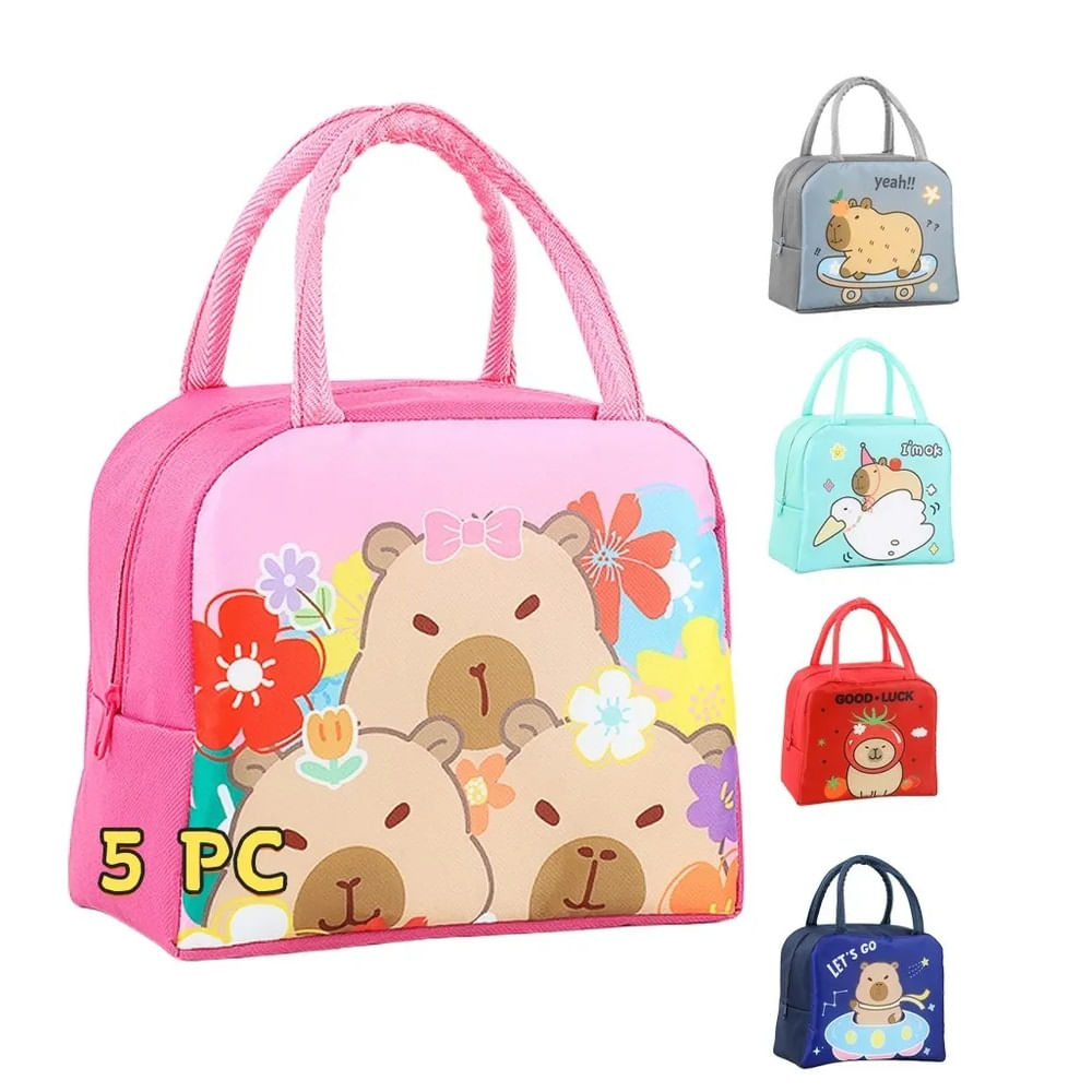 Lonchera termica portátil bolso de almuerzo estampado - Rosa