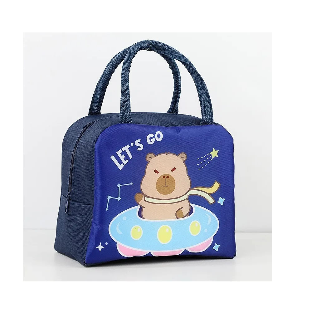 Lonchera termica portátil bolso de almuerzo estampado - Azul